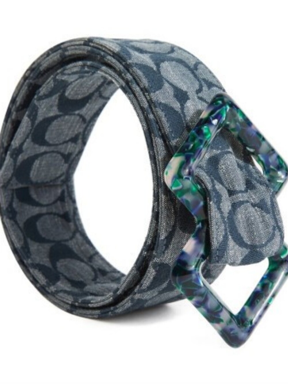 Coach Signature Logo Belt in Charcoal and Black
